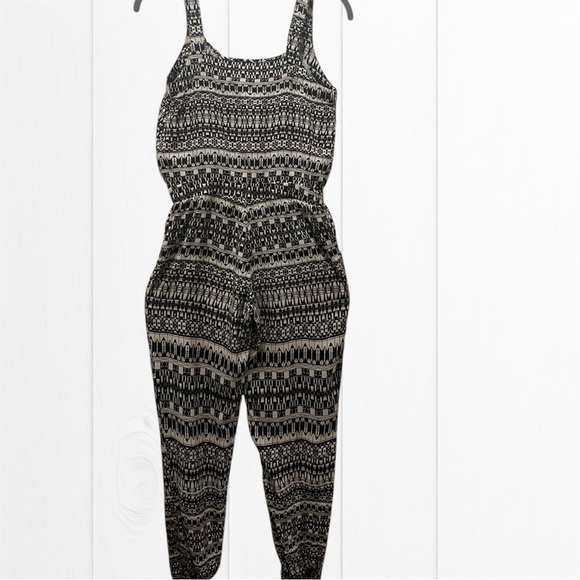 Harmony and Havoc jumpsuit size S black/cream elastic waist side zip closure - Picture 2 of 13